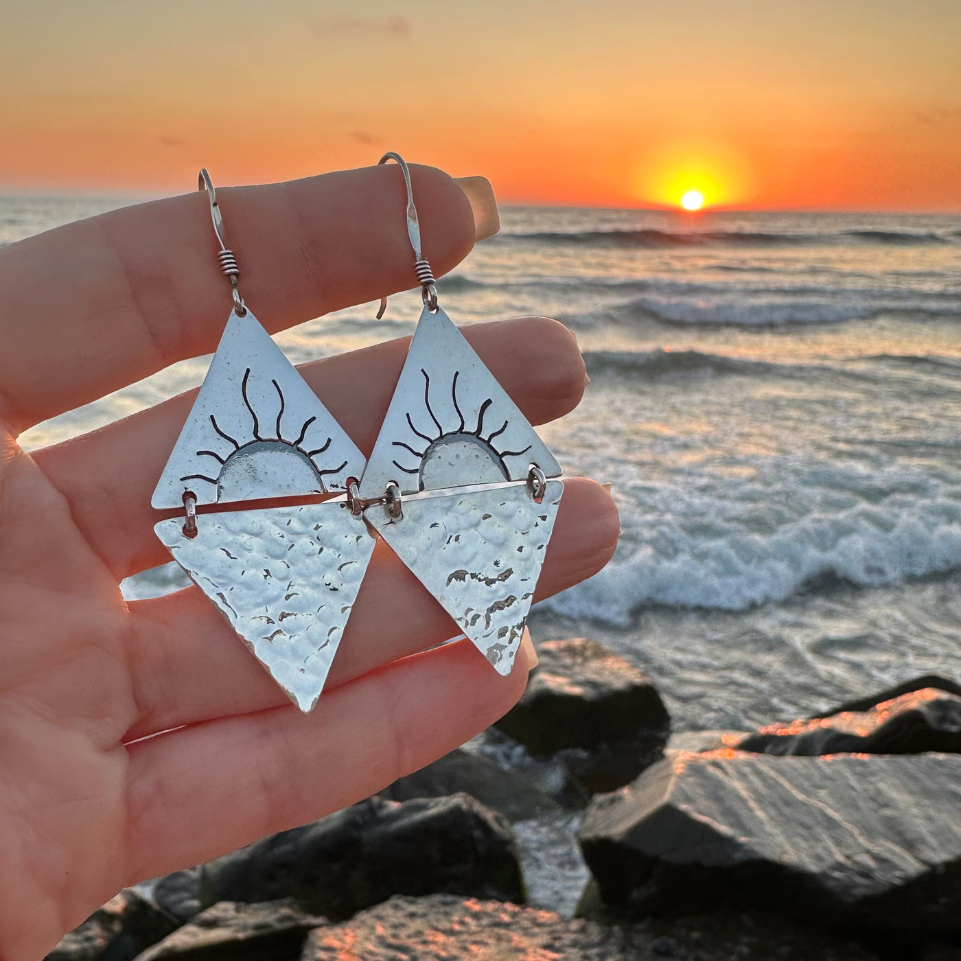 Oceans Sunset Sterling Silver Earrings