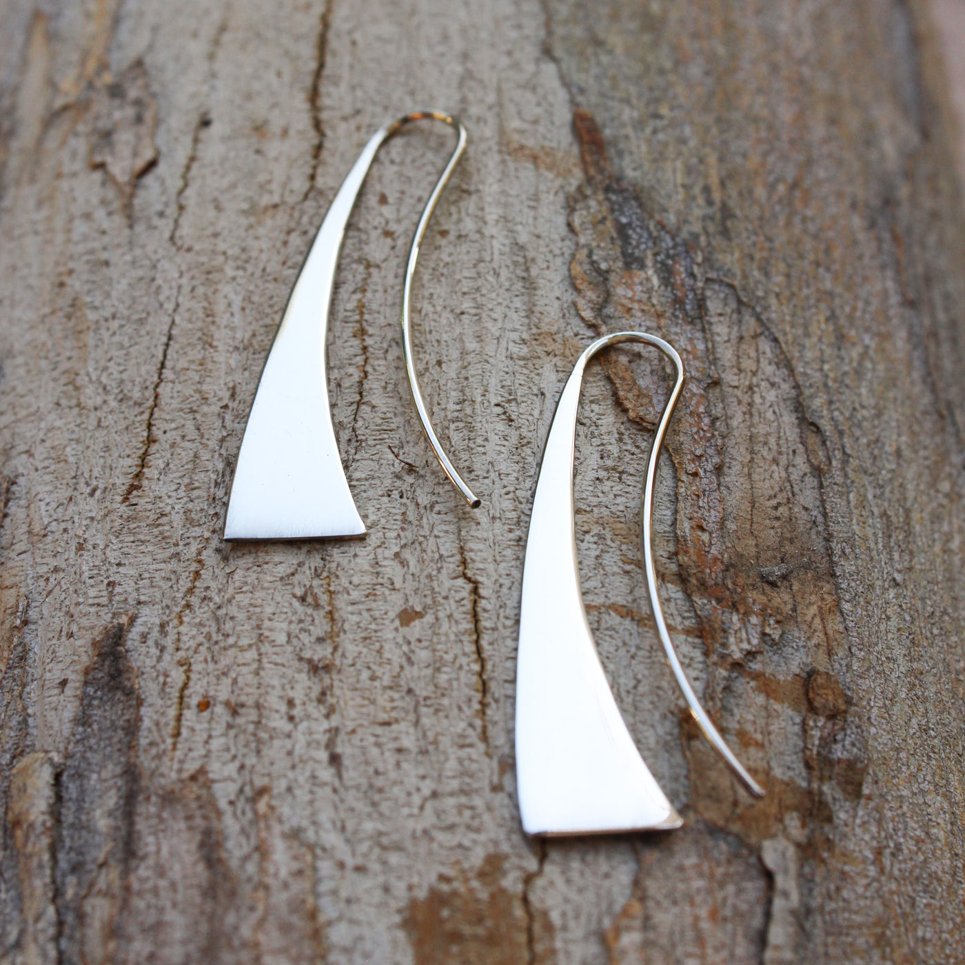 Paddles Hand Cut Sterling Silver Earrings