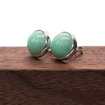 11mm Turquoise Sterling Silver Stud Earrings