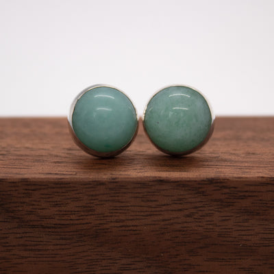 11mm Green Chalcedony Sterling Silver Stud Earrings