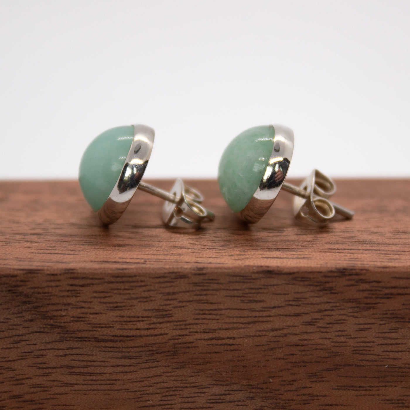 11mm Green Chalcedony Sterling Silver Stud Earrings