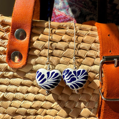 Hand Painted Heart Talavera Earrings