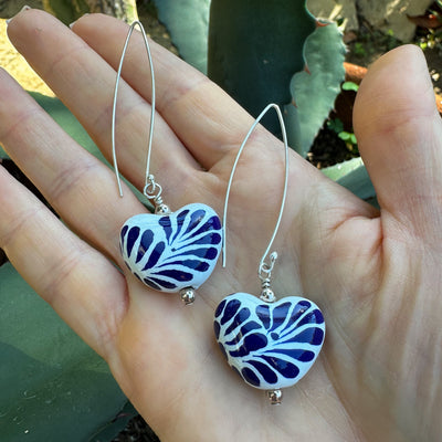 Hand Painted Heart Talavera Earrings