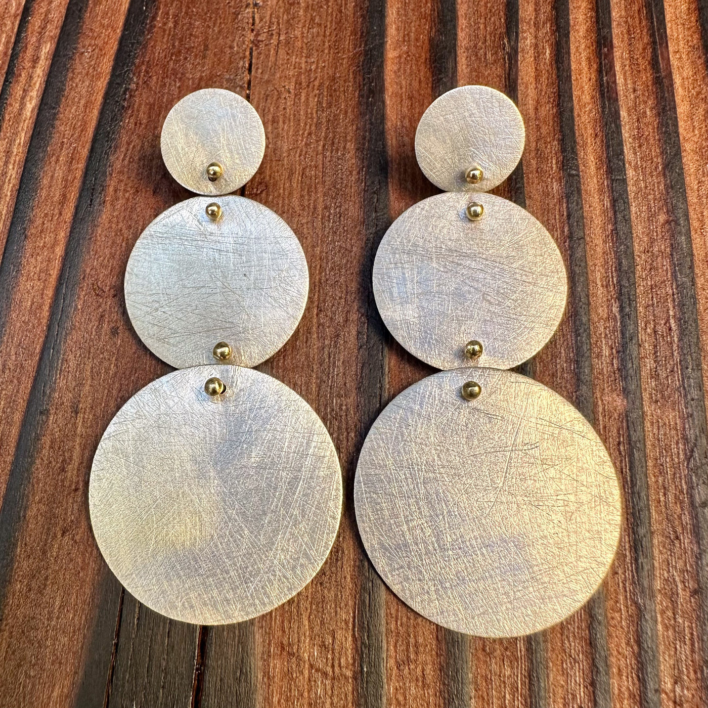 Sterling Silver and 14K Yellow Gold - Circles Earrings