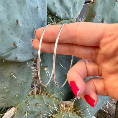 6cm  Round Sterling Silver Hoop Earrings