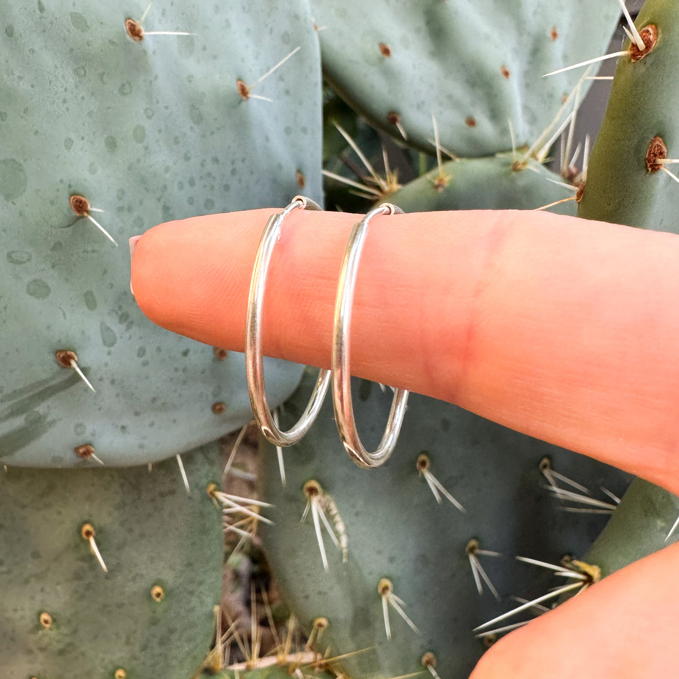 2.5cm  Round Sterling Silver Hoop Earrings