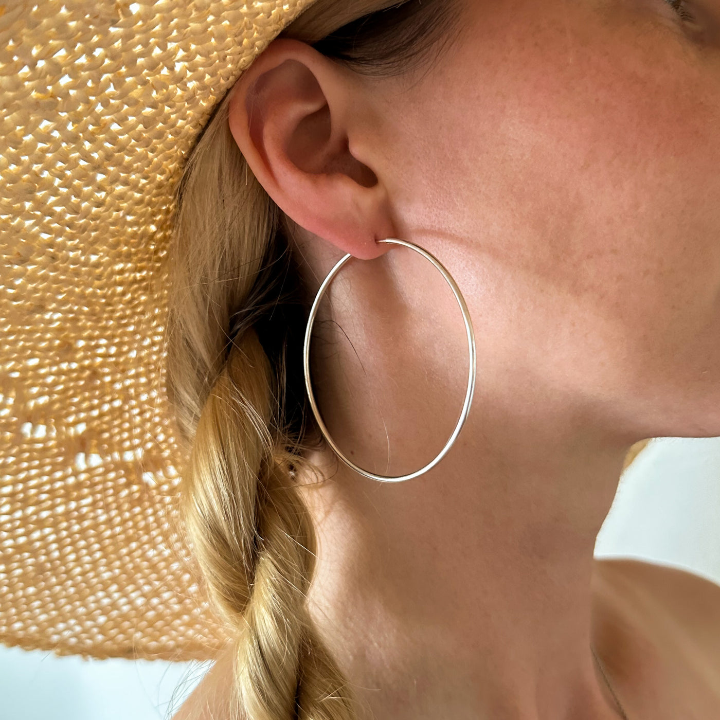 6cm  Round Sterling Silver Hoop Earrings