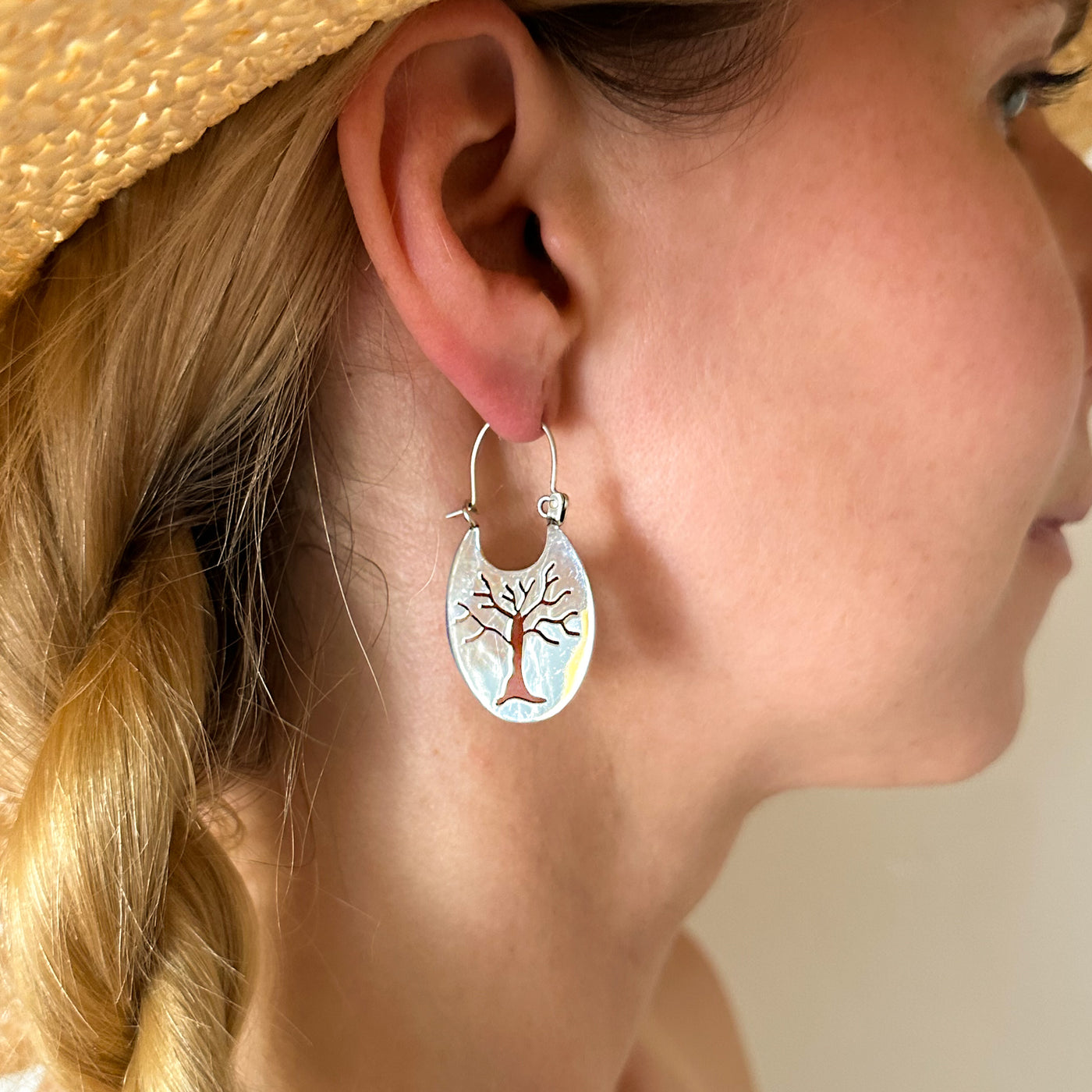 Tree of Life Hand Cut Sterling Silver Earrings