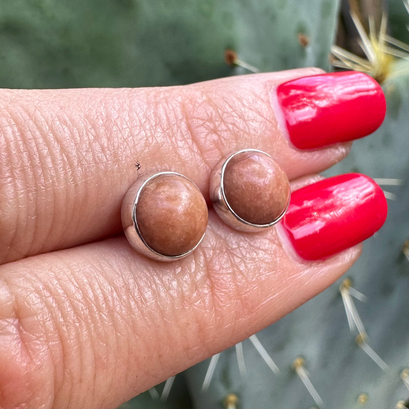 9mm Aventurine Sterling Silver Stud Earrings