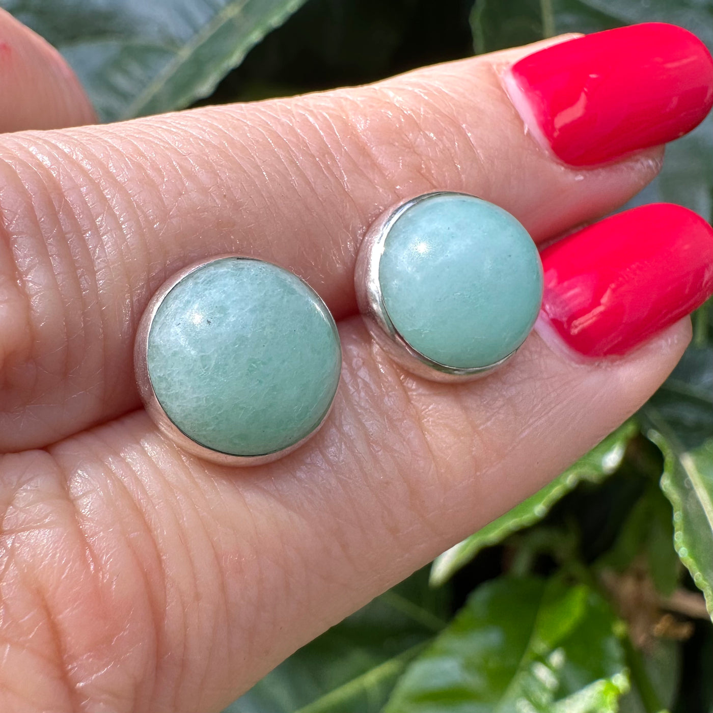 11mm Green Chalcedony Sterling Silver Stud Earrings