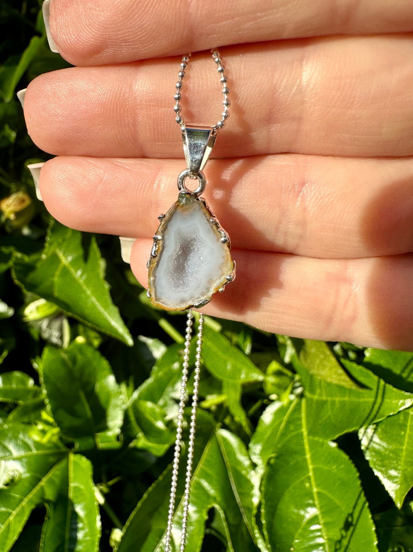 Milk & Honey Tabasco Agate Geode Silver Pendant