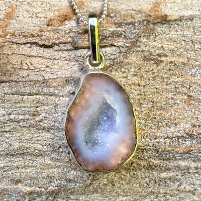 Milky Way Tabasco Agate Geode Silver Pendant