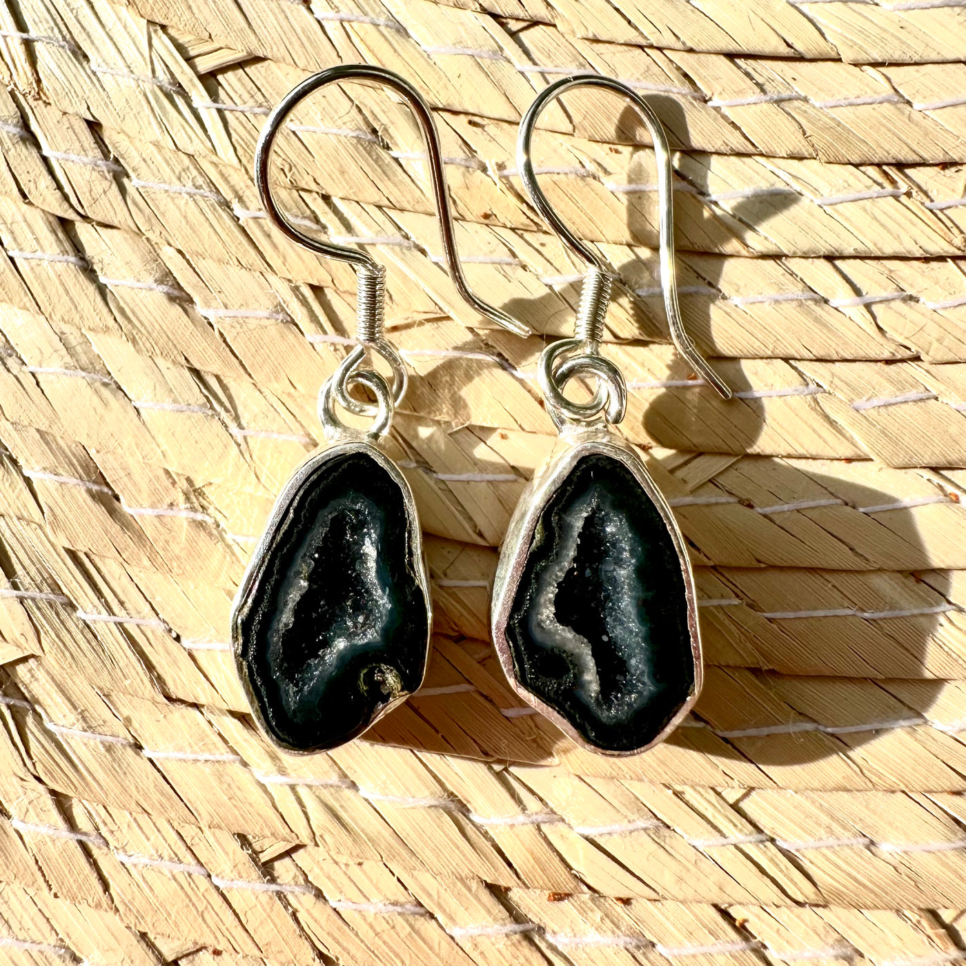 Lagos Profundos Tabasco Agate Geode Silver Drop Earrings