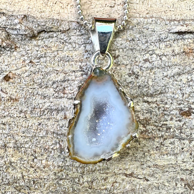 Milk & Honey Tabasco Agate Geode Silver Pendant