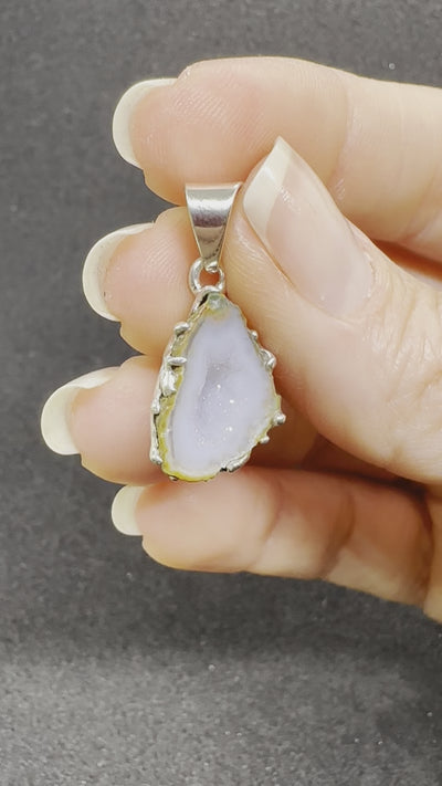 Milk & Honey Tabasco Agate Geode Silver Pendant