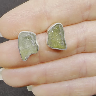 22 Tabasco Agate Geode Stud Silver Earrings