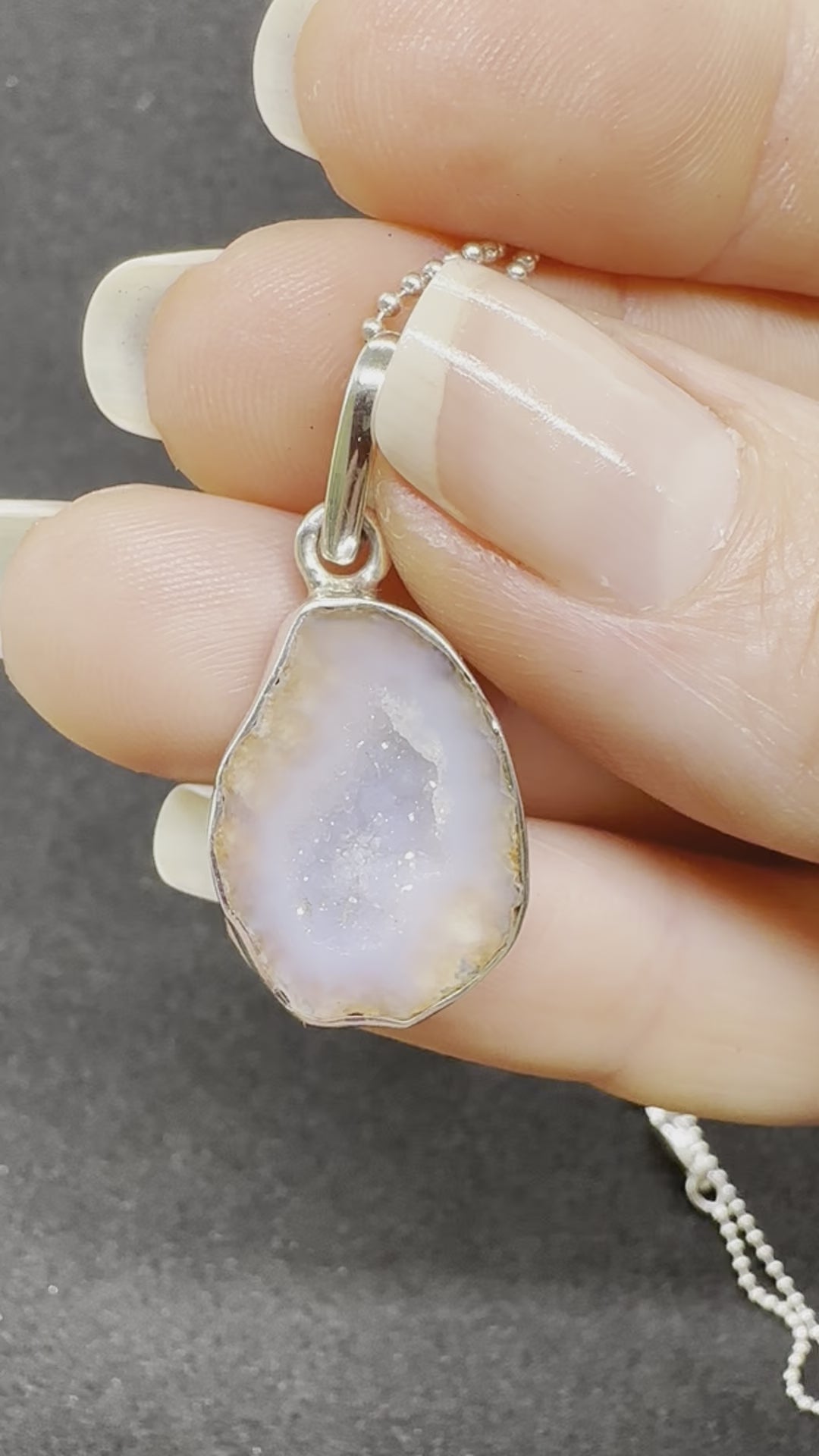 Milky Way Tabasco Agate Geode Silver Pendant